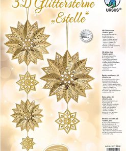 PAPIROFLEXIA ESTRELLAS CON PURPURINA 3D – ESTRELLAS DORADAS